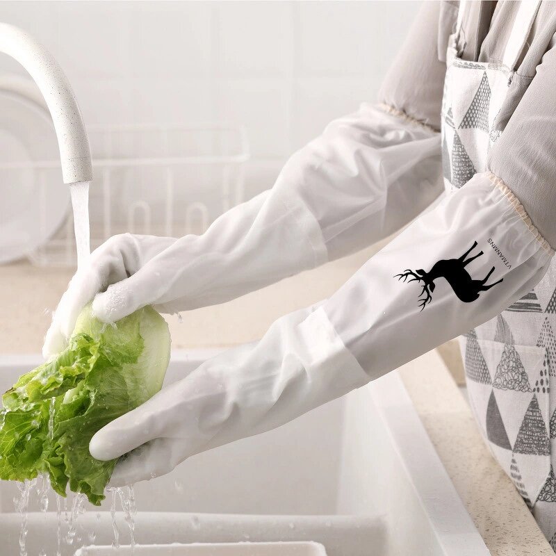 Laundry Gloves Manufacturer - Thickened Winter Waterproof PVC Anti-skid Medium Thickness Customisable Pattern