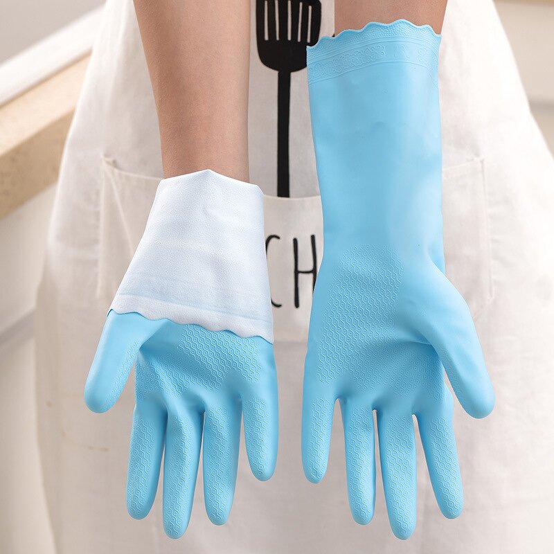 PVC Flocking Gloves Manufacturer - Medium Thickness Thickened Winter Waterproof Anti-skid Custom Color Laundry Dishwashing