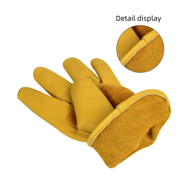 Welding Gloves Manufacturer - Cowhide Driver's Electric Leather Thermal Insulation Anti-Slip Tear-Resistant 24cm Garden
