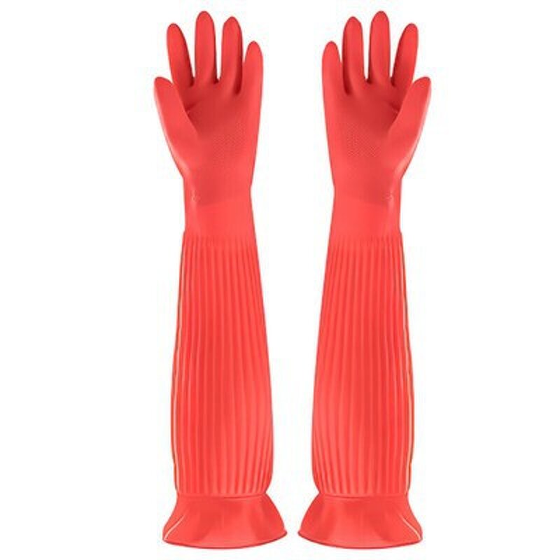 Kitchen Gloves Manufacturer - 55cm Red Latex Medium Thickness Anti-slip Waterproof Dishwashing All Seasons