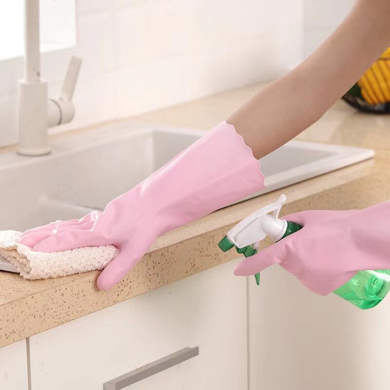 PVC Flocking Gloves Manufacturer - Medium Thickness Thickened Winter Waterproof Anti-skid Custom Color Laundry Dishwashing