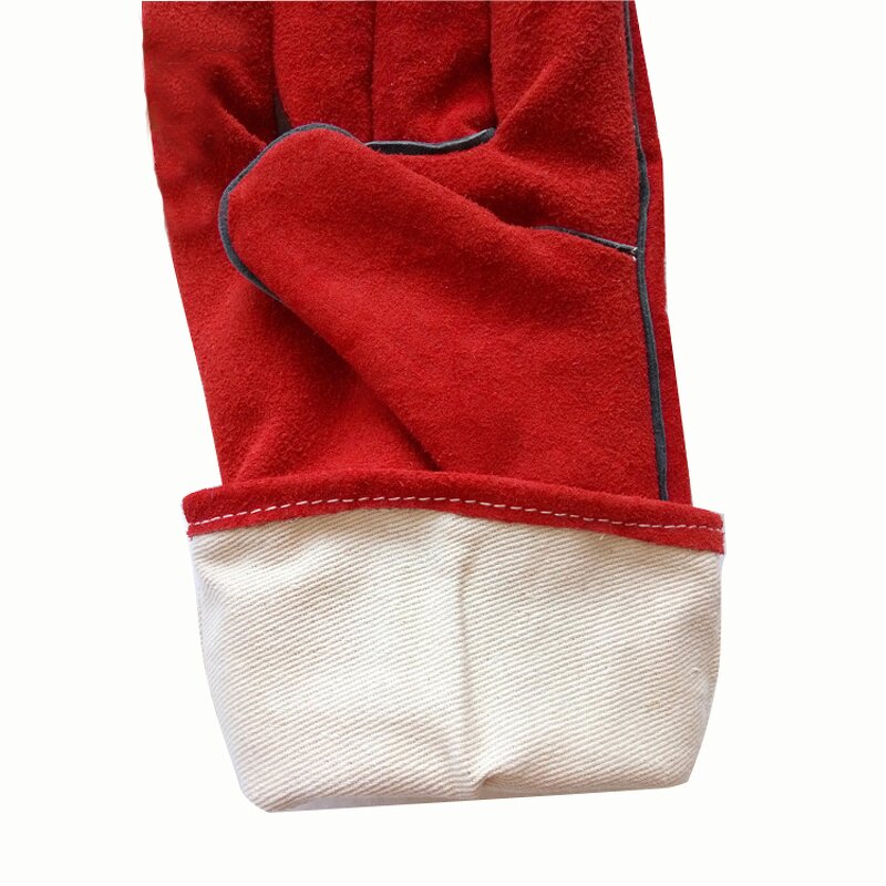 Welding Gloves Manufacturer - Labor Protection Long Seamless Plush Cowhide High Temperature Resistant Soft Wear-resistant