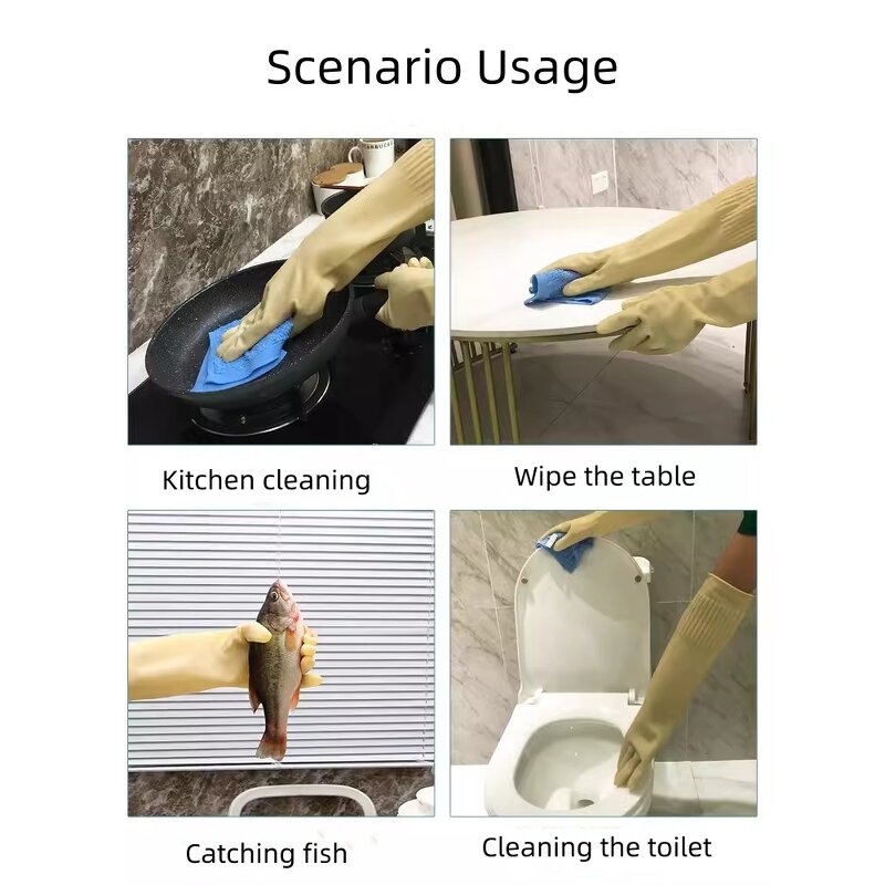 Dishwashing Gloves Manufacturer - Latex Reusable Waterproof Cow Tendon Thick 38cm Lengthened for Laundry Women