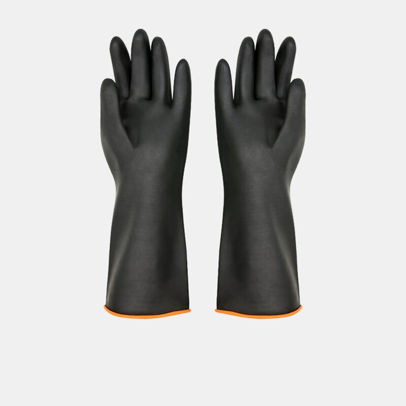 Latex Gloves Manufacturer - Reusable Thick Waterproof Acid Alkali Resistant Industrial Safety Orange Inner Black