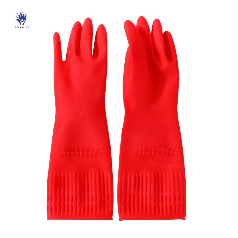 Household Gloves Manufacturer - 38cm Medium Thickness Latex Dishwashing Cleaning Hygiene Anti-slip Protection