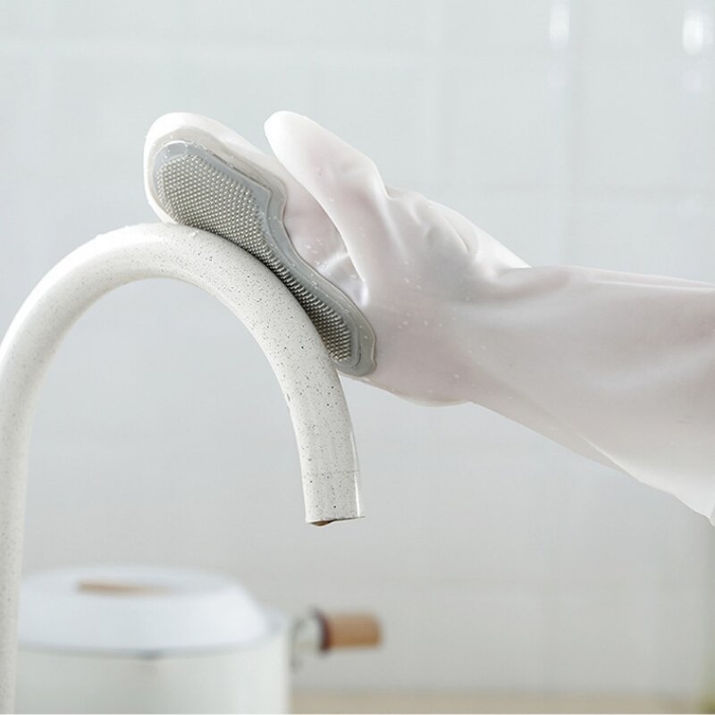 Silicone Brush Gloves Manufacturer - PVC Household Cleaning Waterproof Protective for Kitchen Dishwashing Laundry