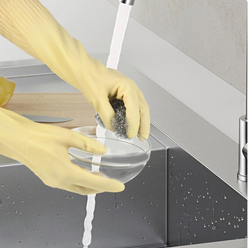Household Gloves Manufacturer - 38cm Pure Rubber Latex for Dishwashing Kitchen Hygiene Cleaning