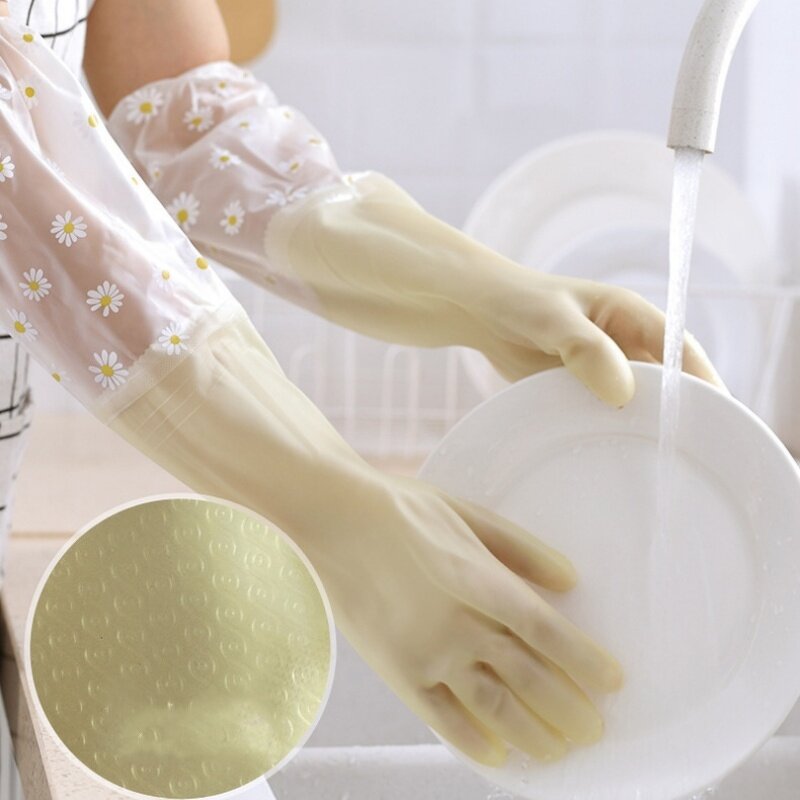 Dishwashing Gloves Manufacturer - Winter PVC Plush Medium Thickness Thickened Waterproof Protective Customizable Sleeve
