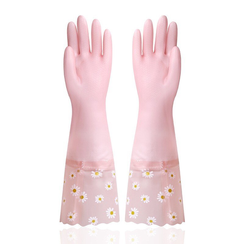 Dishwashing Gloves Manufacturer - Winter PVC Plush Medium Thickness Thickened Waterproof Protective Customizable Sleeve