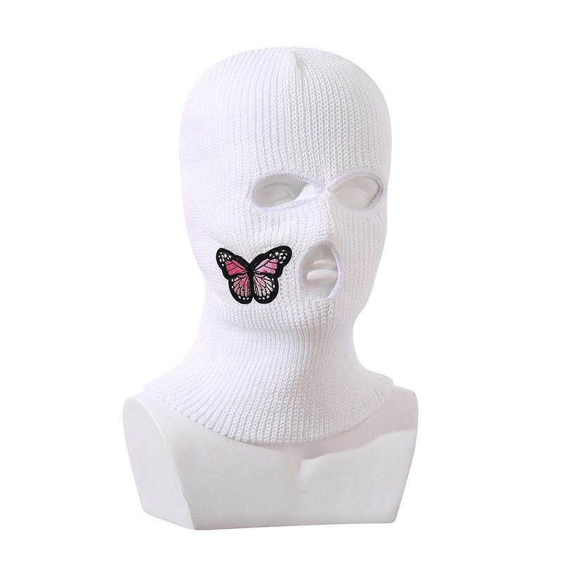 Ski Mask Manufacturer - Winter Windproof Knitted Balaclava with Butterfly Design Three-Hole for Motorcycles