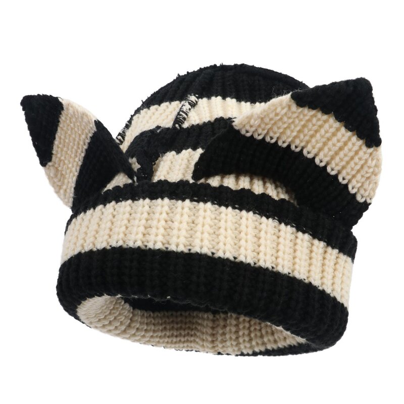 Knitted Hat Manufacturer - Fashion Adult Women's Devil Ear Thickened Full Acrylic Hot Selling Export Digital Printing