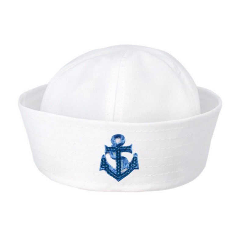 Sailor Hat Manufacturer - Navy with Round Top Flanged Brimless Stripes Costume Props