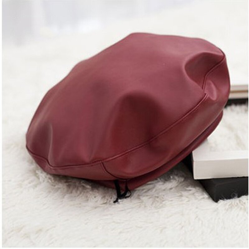 Beret Cap Manufacturer - Autumn Winter Fashion Flat Female PU Leather Gorras Painter Bone for Girls Boina Feminina
