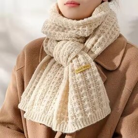 Scarf Manufacturer - Autumn Winter Japanese Korean Style Double-Sided Houndstooth Versatile Warm Knitted Accessory