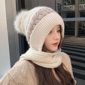 Scarf Hat Manufacturer - Women's Fashion Autumn Winter Thickened Plush Warm and Windproof with Ear Protection