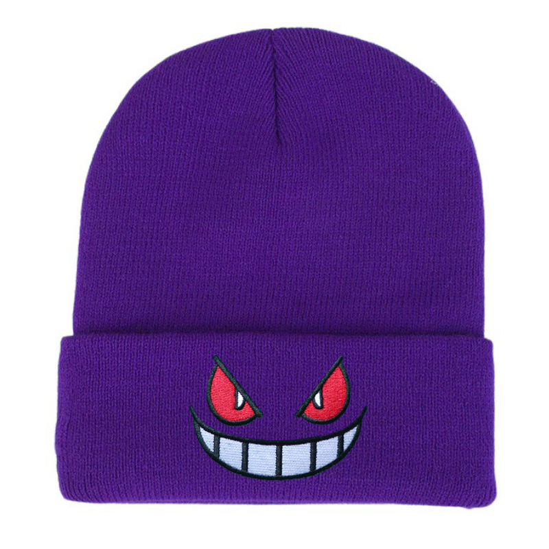 Knitted Hat Manufacturer - Autumn Winter New Anime Cartoon Big Mouth Red Eyes Embroidered Warm 3D Embroidered
