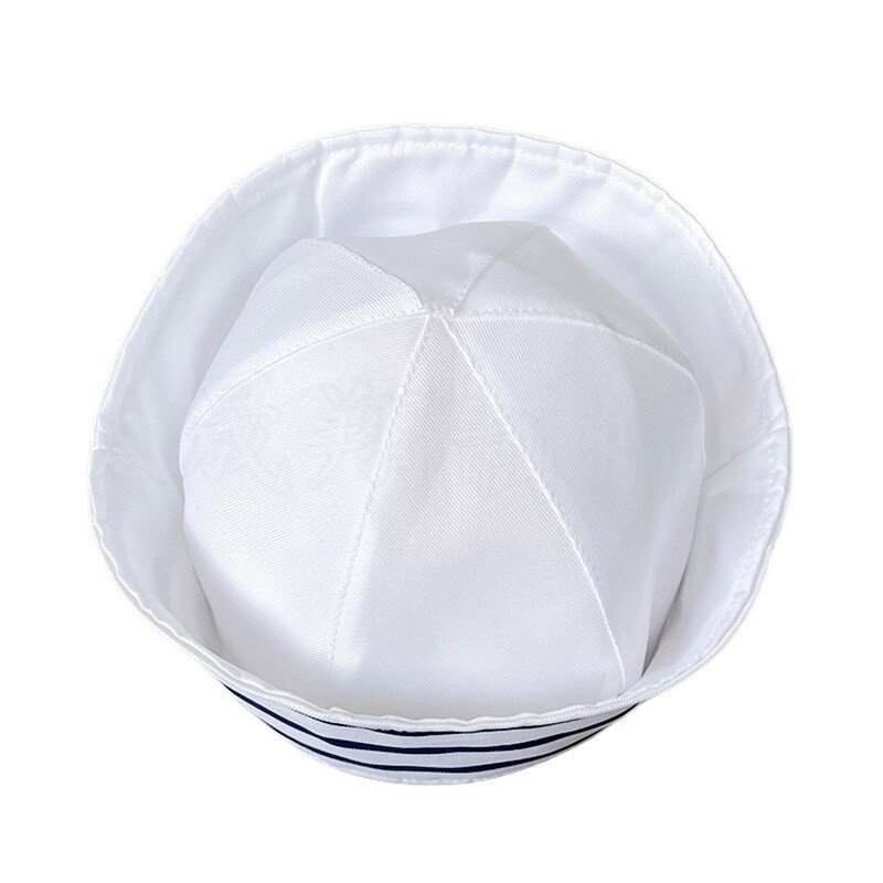 Sailor Hat Manufacturer - Navy with Round Top Flanged Brimless Stripes Costume Props