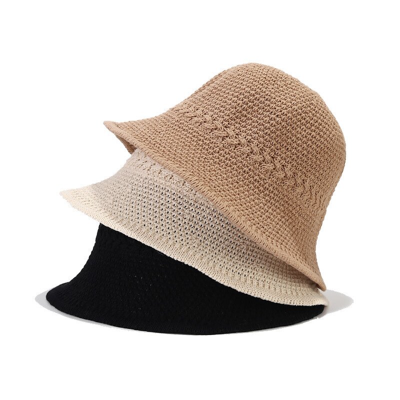 Sun Hat Manufacturer - High Quality Summer Knit Solid Color Hollow Fisherman Cartoon Pattern for Outdoor Activities