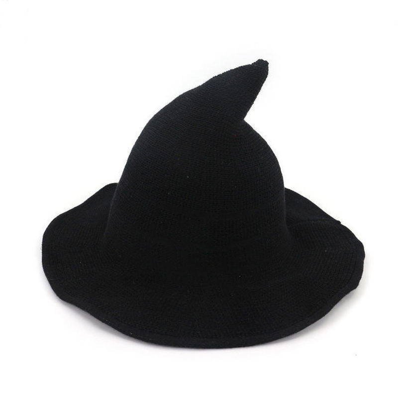 Wizard Hat Manufacturer - Halloween Witch Hat Cotton Yarn Knitted Pointed Foldable Magic Hat for Summer Casual