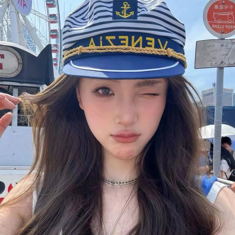 Blue Navy Hat Manufacturer - Women's Sailor Hat Seaside Outdoor Spring Sunscreen and Sunshade Summer Beret Thin