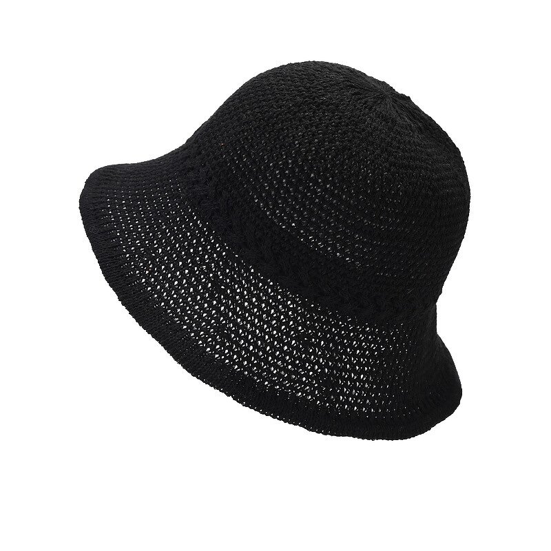 Sun Hat Manufacturer - High Quality Summer Knit Solid Color Hollow Fisherman Cartoon Pattern for Outdoor Activities