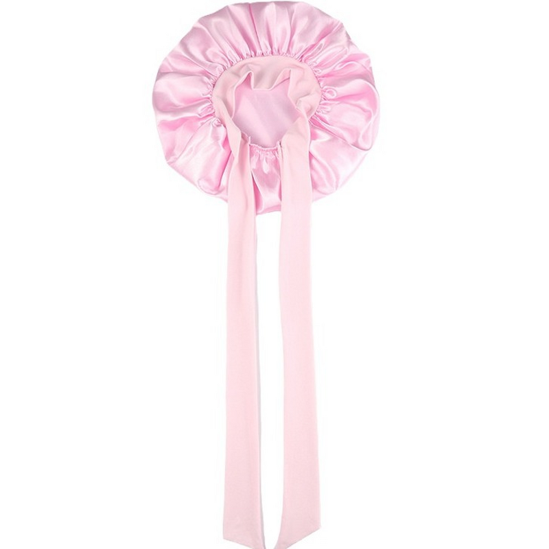 Women's Sleep Hat Manufacturer - Elastic Satin Nightcap with Bow Ribbon Beauty Hair Care Made Silk for Ski Scenes