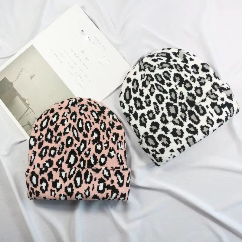 Beanies Manufacturer - Women's and Men's Winter Waterproof Double Layer Thick Knitted Leopard Pattern Slouchy