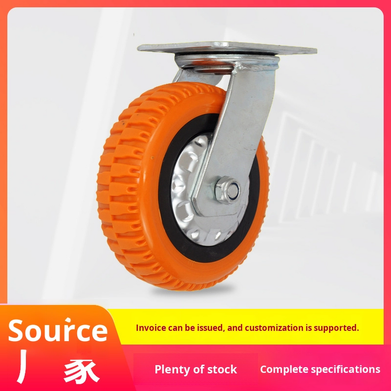 Caster Wheel Manufacturer - Heavy Duty 6-Inch Plastic Core Polyurethane Orange Handcart Anti-Slip Anti-Tangle
