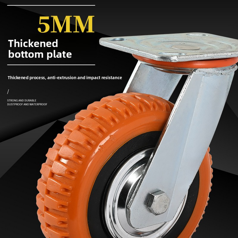Caster Wheel Manufacturer - Heavy Duty 6-Inch Plastic Core Polyurethane Orange Handcart Anti-Slip Anti-Tangle