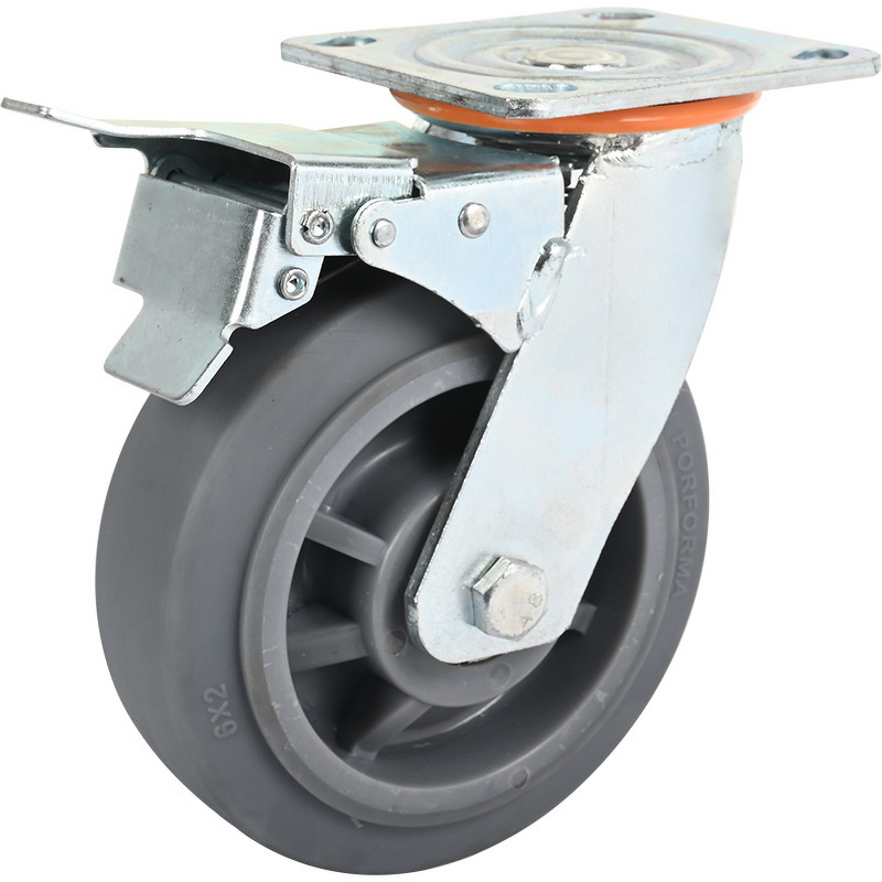 Industrial Caster Wheels Manufacturer - 6-Inch Heavy-Duty Flat-Top TPR Brake 4-Inch 5-Inch 8-Inch