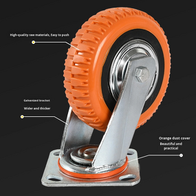 Caster Wheel Manufacturer - Heavy Duty 6-Inch Plastic Core Polyurethane Orange Handcart Anti-Slip Anti-Tangle