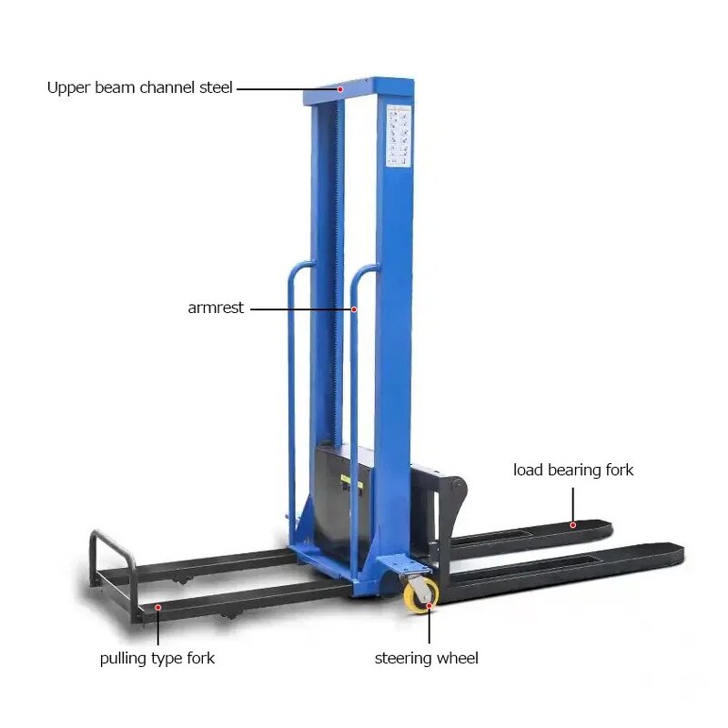 Electric Pallet Truck Manufacturer - New 1T Powered Stacker Forklift with Auto Lift DC Motor All-Terrain