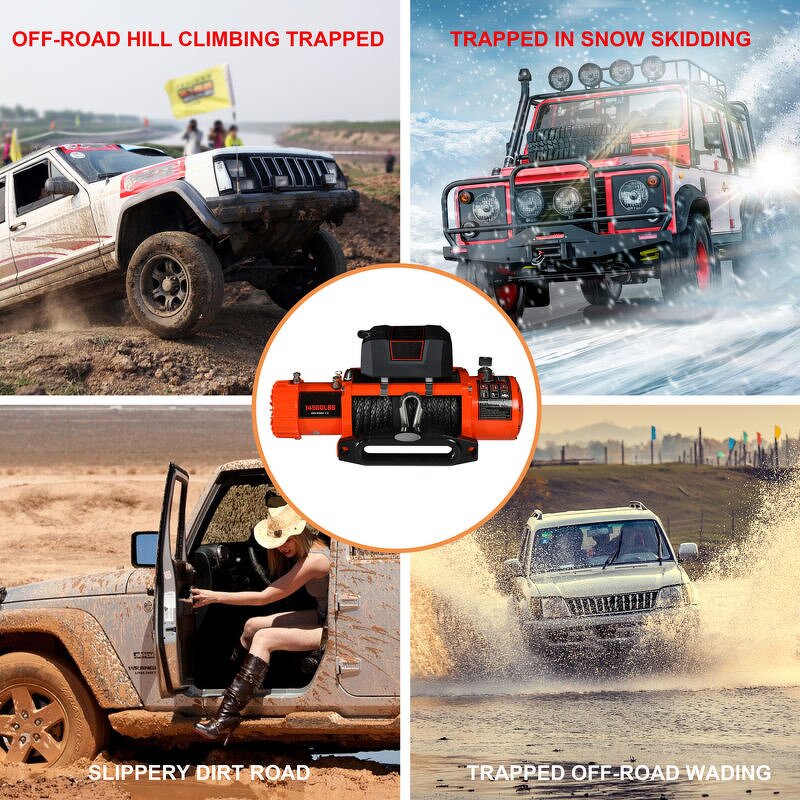 Portable Winch Manufacturer - 12V 14500LB Heavy Duty 4x4 Off-Road Emergency Tool Kit with Remote Control