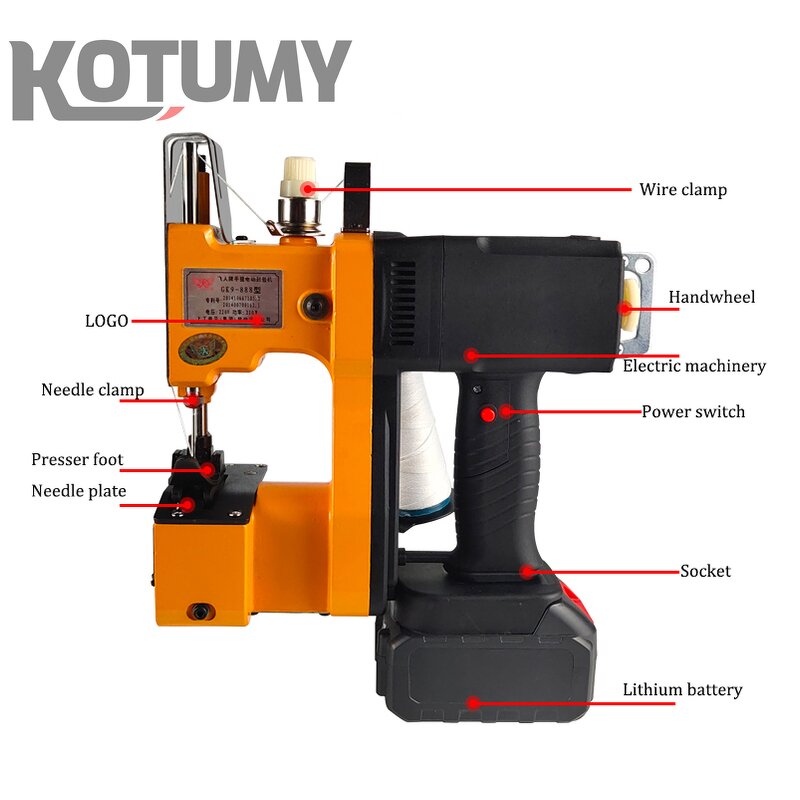 Sewing Machine Manufacturer - Rechargeable Portable Small Lithium Battery Woven Bag Rice Bag Snake Skin Bag Sealing Tools