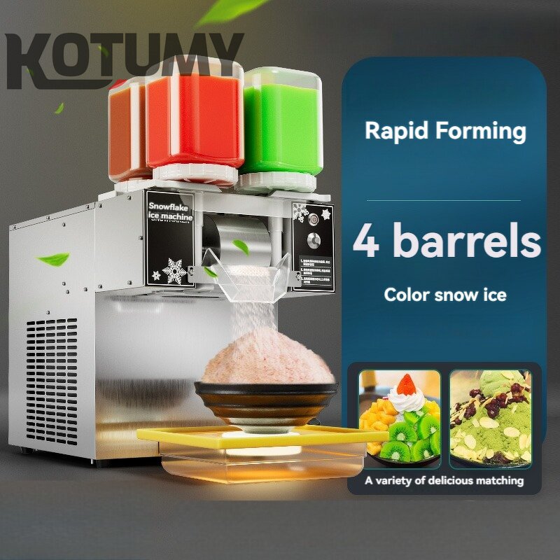 Snow Ice Maker Manufacturer - Commercial Air Cooling Shaver Korea Bingsu Four Barrels Colorful Snowflake Ice Shaving