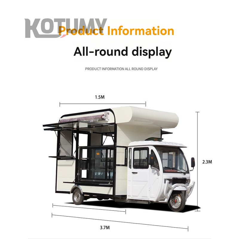 Electric Three-Wheeled Dining Car Manufacturer - Multi-Functional Mobile Food Truck Fast Food Ice Cream Fruits