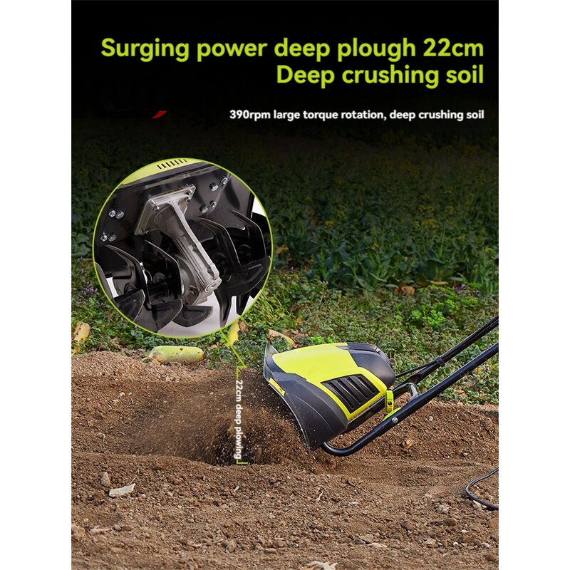 Electric Plough Machine Manufacturer - Mini Tiller Cultivator Scarifier Garden Household Soil Ploughing Digging Loosening Equipment 220V