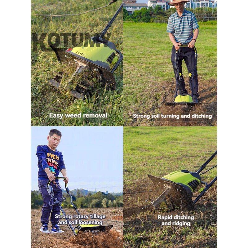Electric Plough Machine Manufacturer - Mini Tiller Cultivator Scarifier Garden Household Soil Ploughing Digging Loosening Equipment 220V