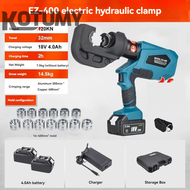 Hydraulic Pliers Manufacturer - EZ-300/EZ-400 DC18V/4Ah Professional Rechargeable Digital Display Crimping With 2 Batteries