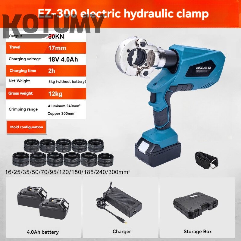 Hydraulic Pliers Manufacturer - EZ-300/EZ-400 DC18V/4Ah Professional Rechargeable Digital Display Crimping With 2 Batteries
