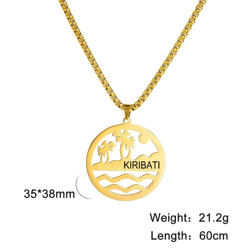 No Tarnish Stainless Steel Pendant Necklace Manufacturer - FIJI Name Plate Necklace with Figaro Chains