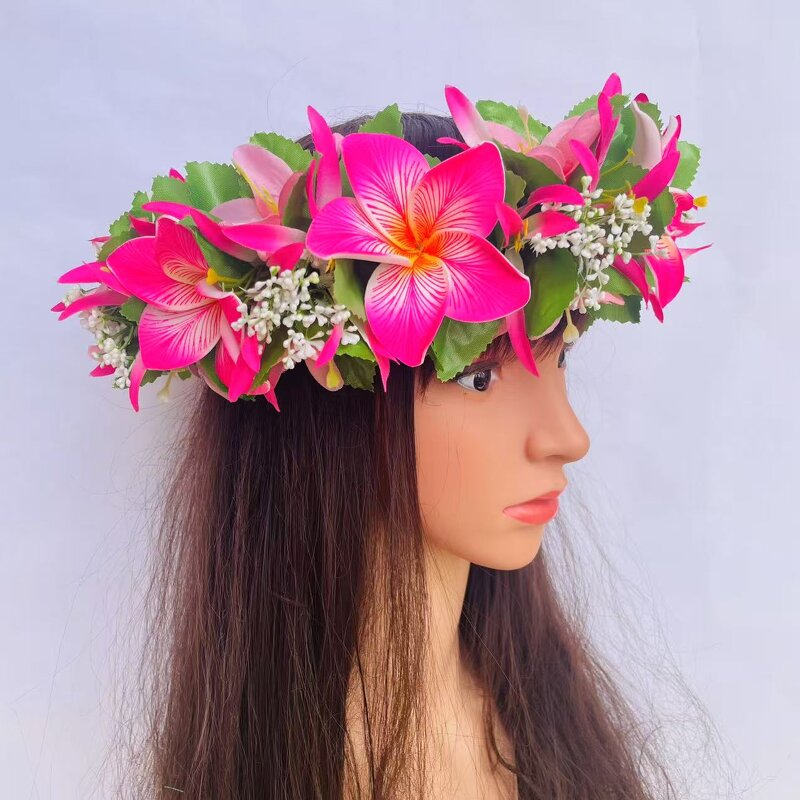 Plumeria Headband Manufacturer - Tropical Flower Leaves for Hula Dance Wedding Party Graduation Accessories Island Girl Accessories