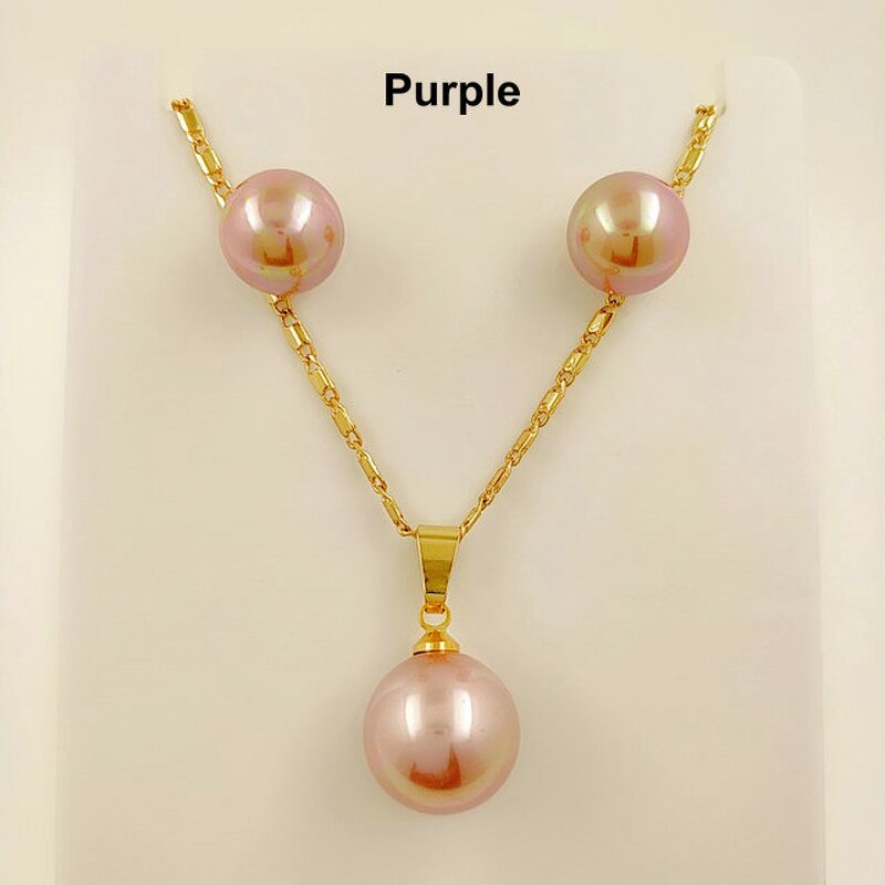 Stud Earring Pendant Pearl Set Manufacturer - Rainbow Colorful Black Light Pink Coffee Brown White Purple Silver Green Yellow Black Dark Grey