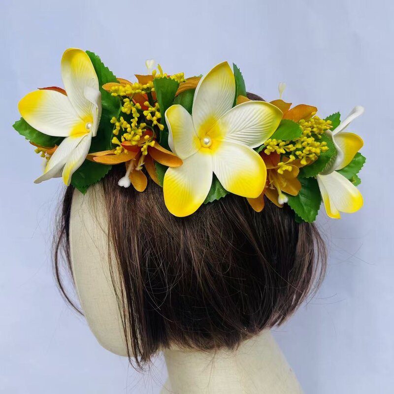 Plumeria Foam Flower Headband Manufacturer - Tropical Leaves for Hula Dance Wedding Party Graduation Island Girl Head Accessories