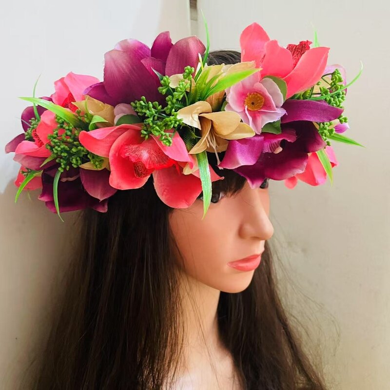 Polynesian Aloha Big Orchid Lily Flower Headband Manufacturer - Haku Hair Accessories Artificial Island Tropical Party Decoration for Dancing