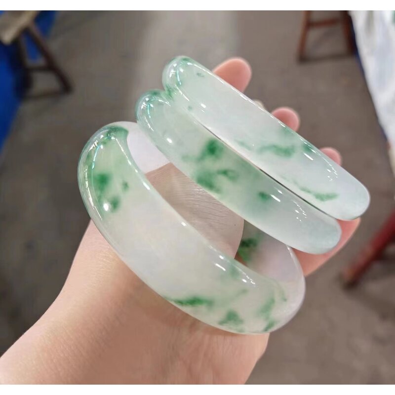 Green Jade Bangle Manufacturer - Large US Size8-9 Indian Agate Stone Gemstone Width Healing Crystal Wide Bracelet Best Gift for Woman Man