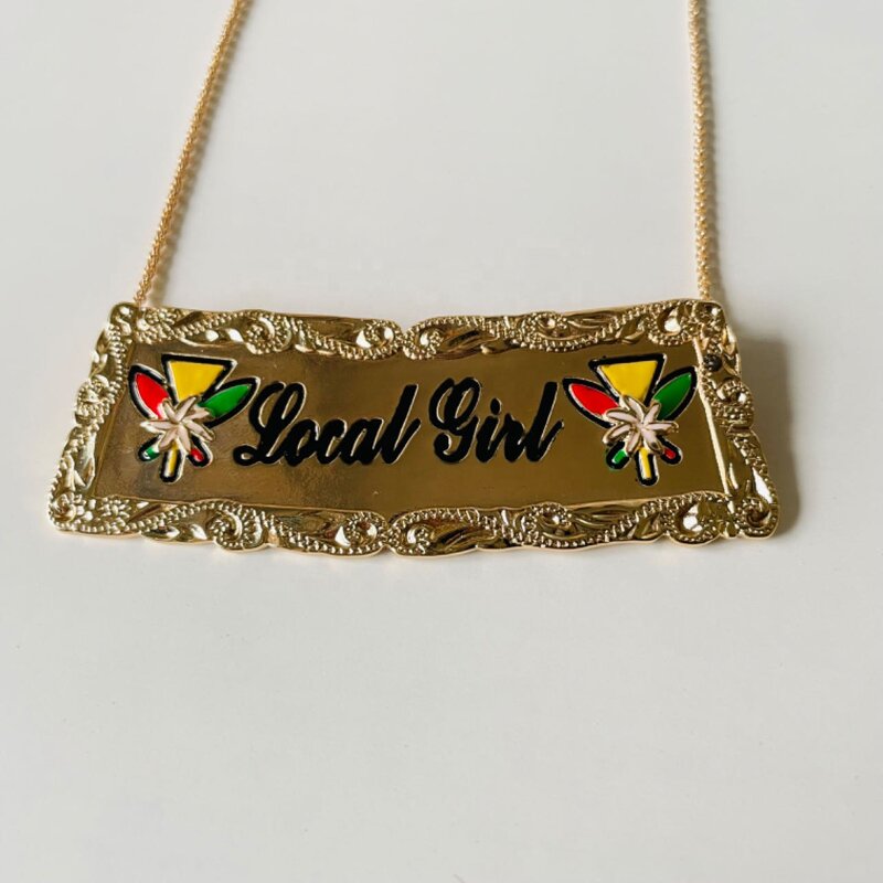 Large Customize Name Plate Necklace Manufacturer - Hawaiian Samoan Polynesian Jewelry Anniversary Birthday Gift with 5mm Rope Chain