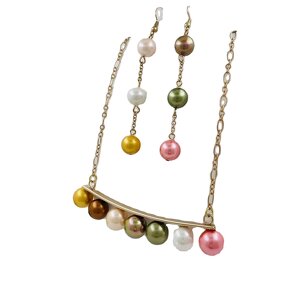 Hawaiian Pearl Jewelry Set Manufacturer - Stud Pearl Earring Gold Filled Long Chain Pearl Set for Samoan Polynesian Island Girls Women