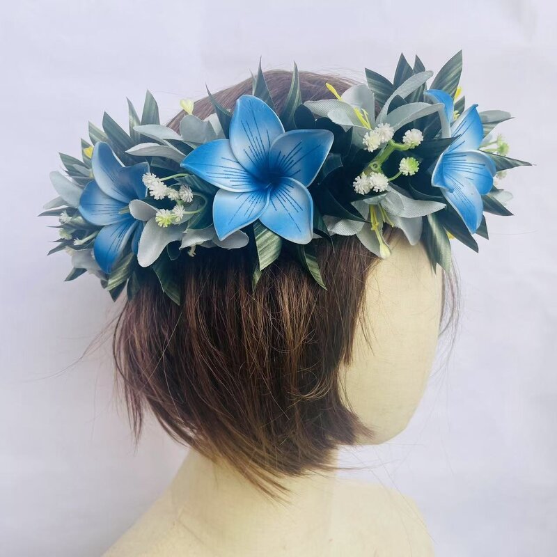 T Leafs Ribbon Plumeria Headband Manufacturer - Foam Floral Accessories Artificial Island Tiara Frangipani Dance Party Graduation Wedding