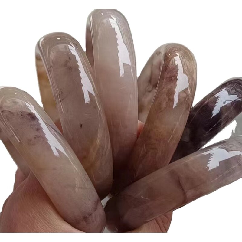 Dark Grey Jade Bangle Manufacturer - Large US Size8-9 Indian Agate Stone Gemstone Width Healing Crystal Wide Bracelet Best Gift for Woman Man